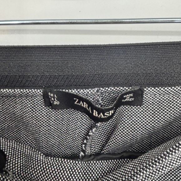 Zara Basic Womens Large Trouser Pants Black White Red Tuxedo Stripes Skinny Leg - Picture 3 of 9